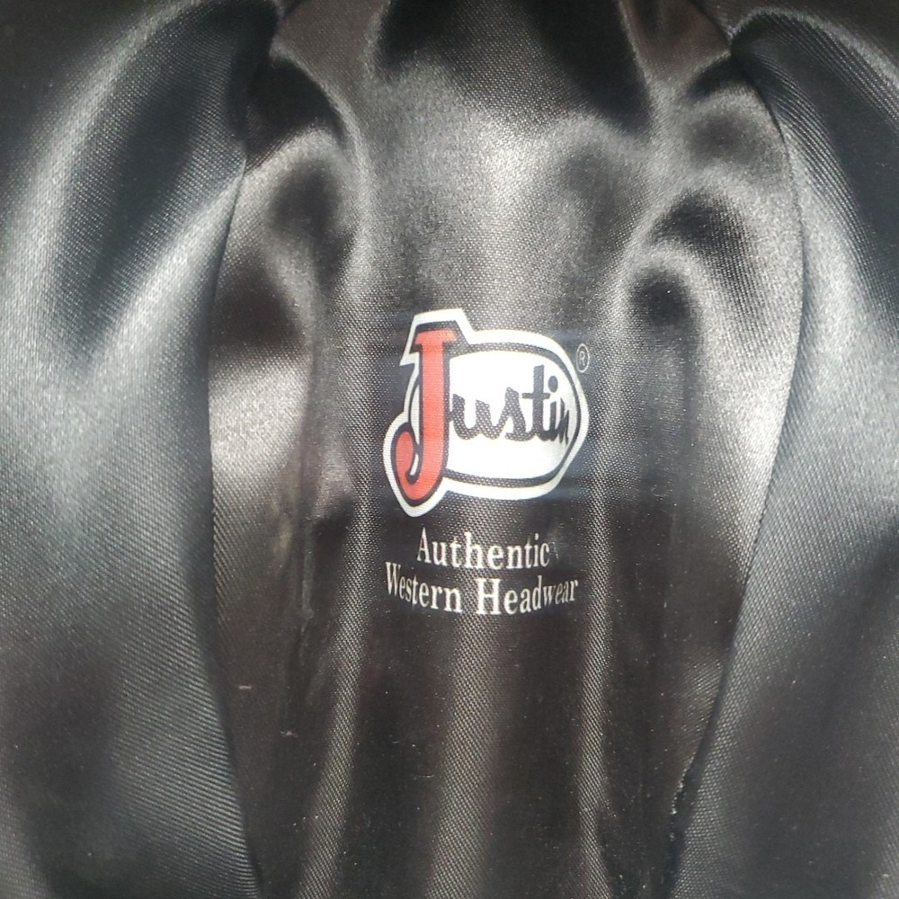 Men's Justin XX 100% Wool Black Cowboy Hat Size 7‎ 3/9 59 Folded Bent Style - Picture 7 of 8